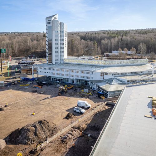 Drönarvy över delar av fastigheten