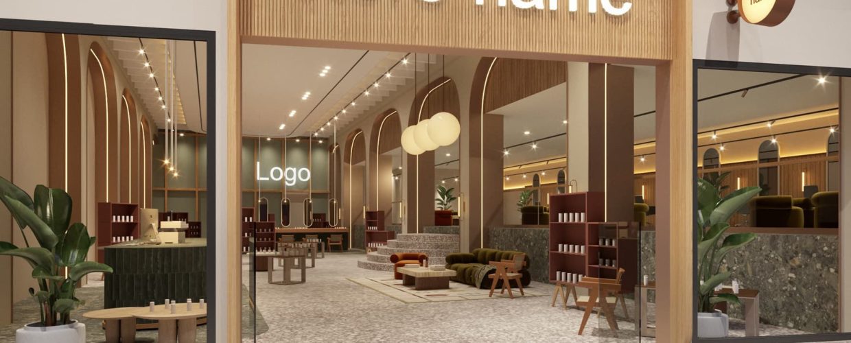 Det interiöra konceptet är ljust med mycket träinslag. Här förslag för butiksentré enligt nya konceptet.