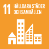 ikon för Globala Målen. Nr 11: Hållbara städer och samhällen